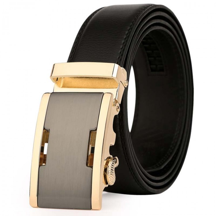 Men's Genuine Leather Belt Golden Automatic Buckle