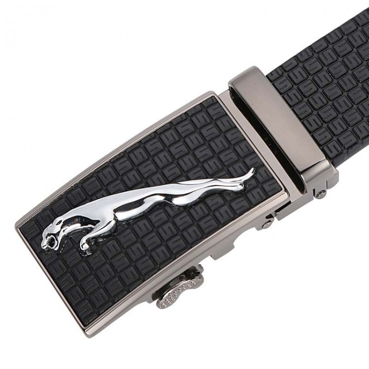 Men's Genuine Leather Belt Automatic Buckle Plaid