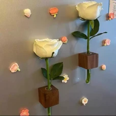 Magnetic Solid Wood Bud Vase | Minimalist Wall & Fridge Decor