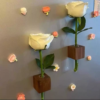 Magnetic Solid Wood Bud Vase | Minimalist Wall & Fridge Decor