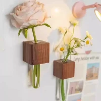 Magnetic Solid Wood Bud Vase | Minimalist Wall & Fridge Decor
