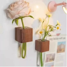 Magnetic Solid Wood Bud Vase | Minimalist Wall & Fridge Decor
