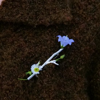 Handcrafted Tree Branch Vase Brooch | "Spring Blossoms" Wearable Mini Vase Pin