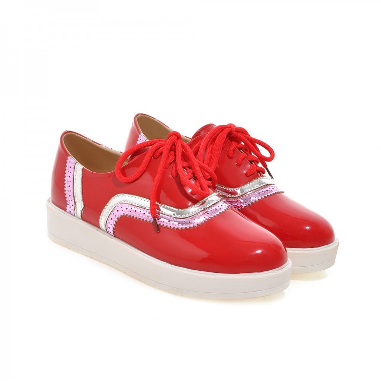 Faux patent leather sneaker