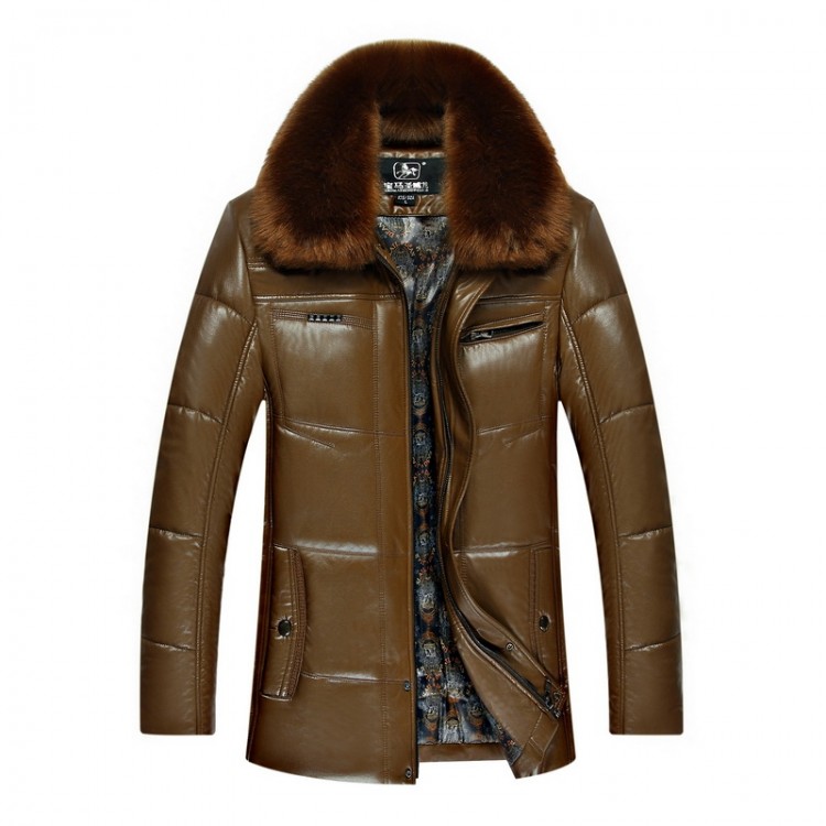 Faux Leather Jacket Fur Collar 