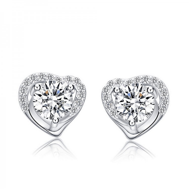 Heart-shaped zircon earrings 