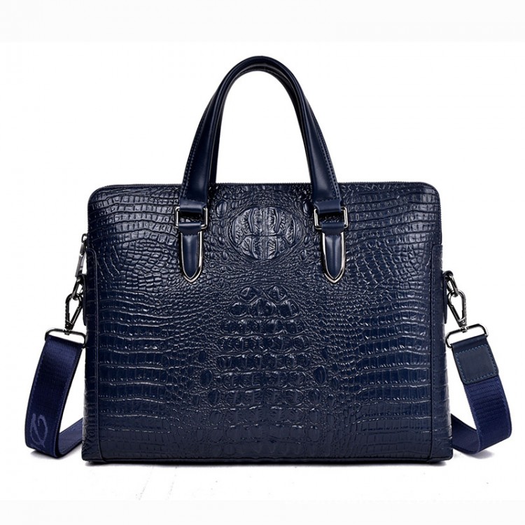Crocodile pattern leather briefcase